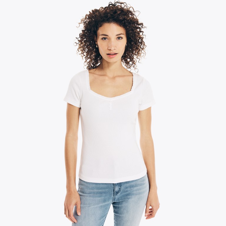 Nautica Square-neck -sleeve Henley Blancas | 2w6xZTB7