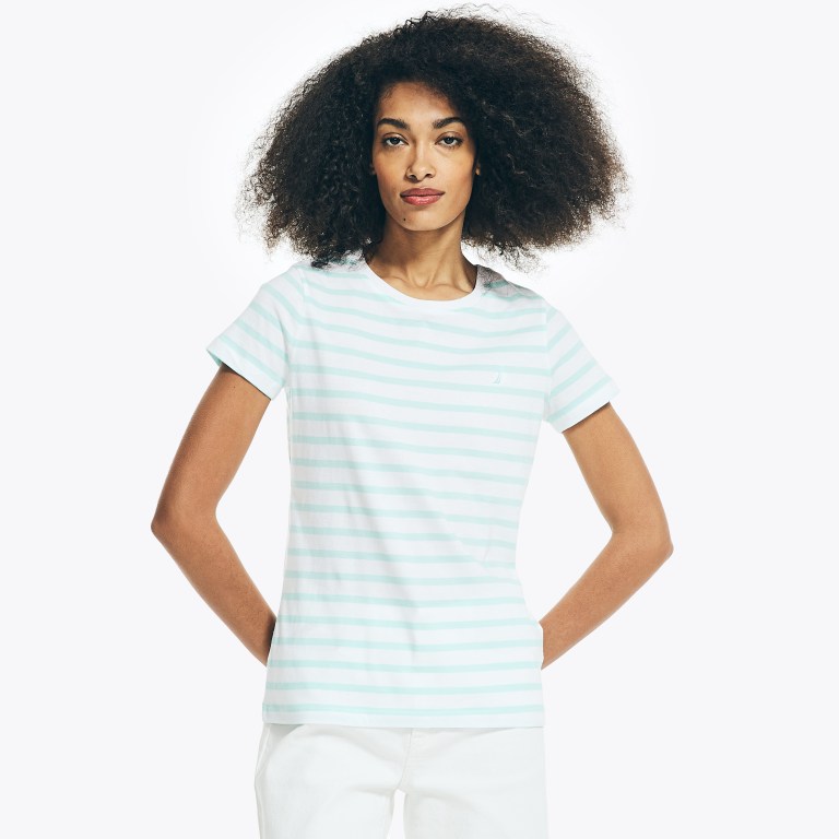 Nautica Striped Crewneck Azules | CyQPGcSR