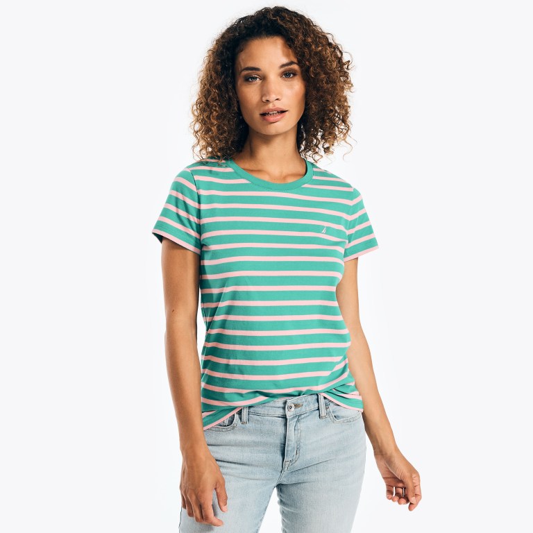 Nautica Striped Crewneck Verde | mPO2b4Tt