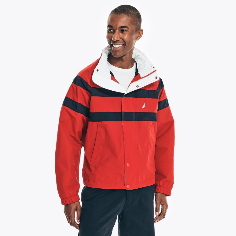 Nautica Striped Rainbreaker Bomber Rojas | nudHwjfE