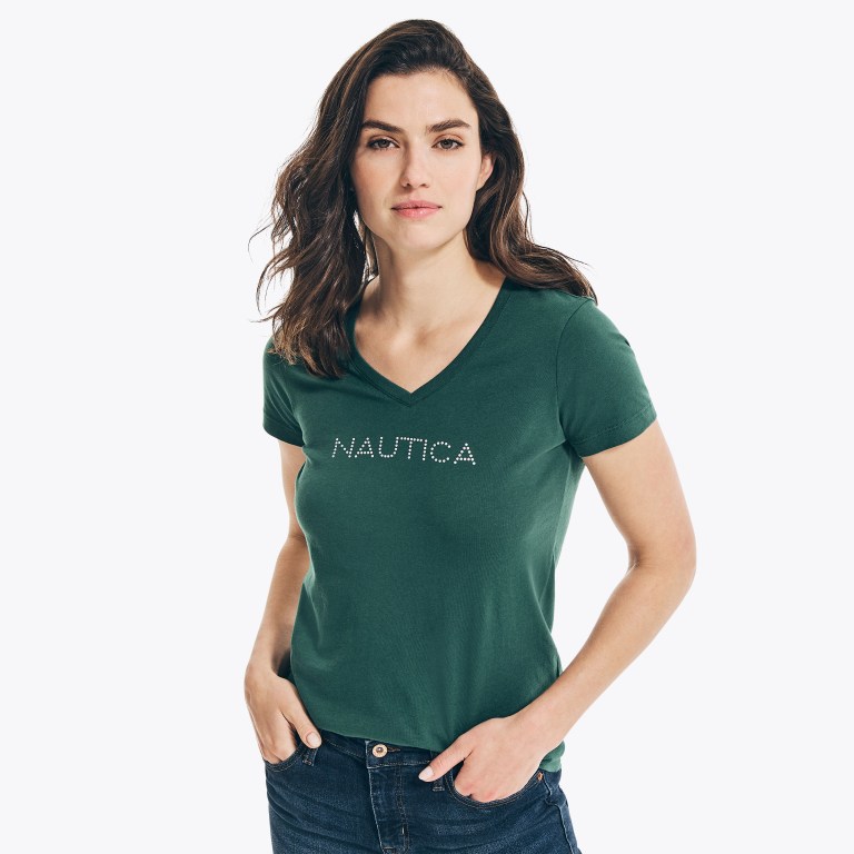 Nautica Studded Logo V-neck Multicolor | DwAjXsiK