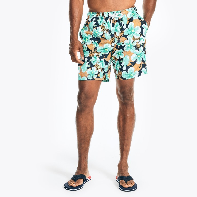 Nautica Sustainably Crafted 8" Hibiscus Print Verde Oliva Claro | 4s12FOMi