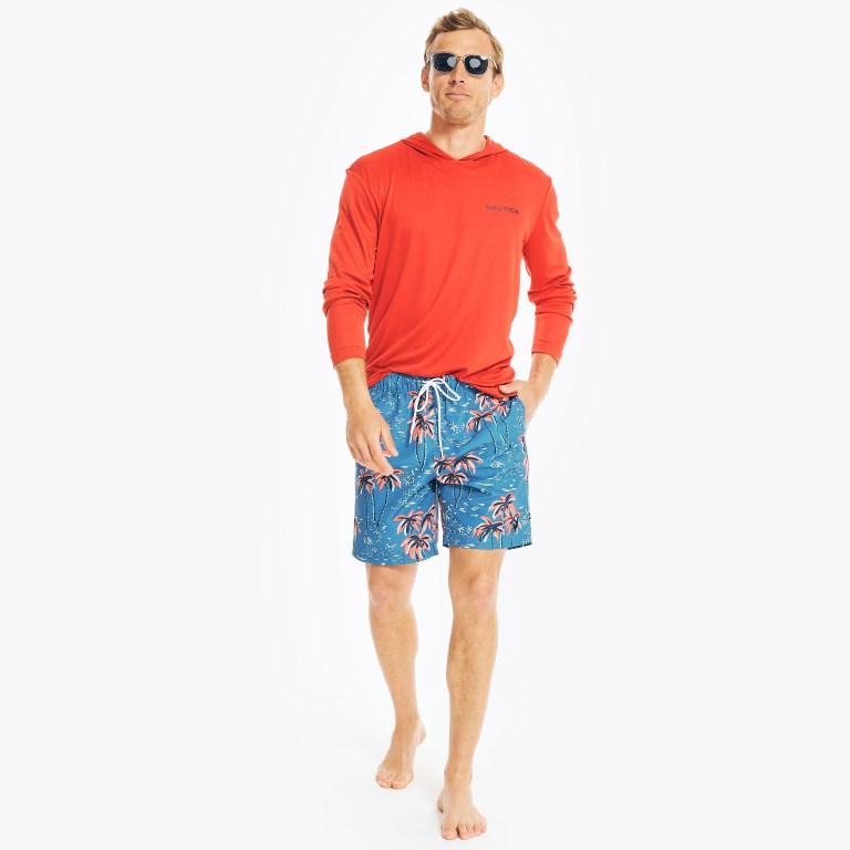 Nautica Sustainably Crafted 8" Tropical Print Azul Marino | qYHmr1WR