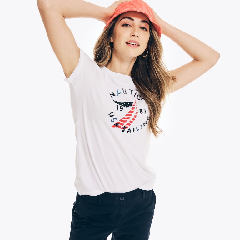 Nautica Sustainably Crafted Americana Estampadas Blancas | kCVGHG92