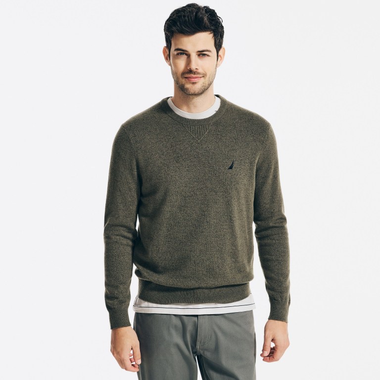 Nautica Sustainably Crafted Crewneck Verde Oliva | IO7bH2QW