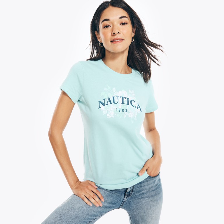 Nautica Sustainably Crafted Embroidered Floral Logo Estampadas Azules | yjVWS36o