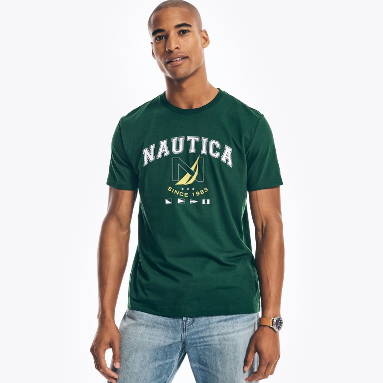 Nautica Sustainably Crafted Logo Estampadas Verde | 2jQ3Qq1R