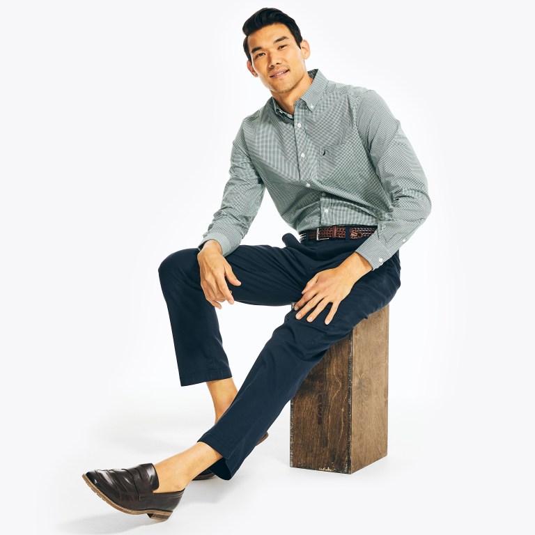 Nautica Wrinkle-resistant Plaid Wear To Trabajo Azules | CLcwTVLY